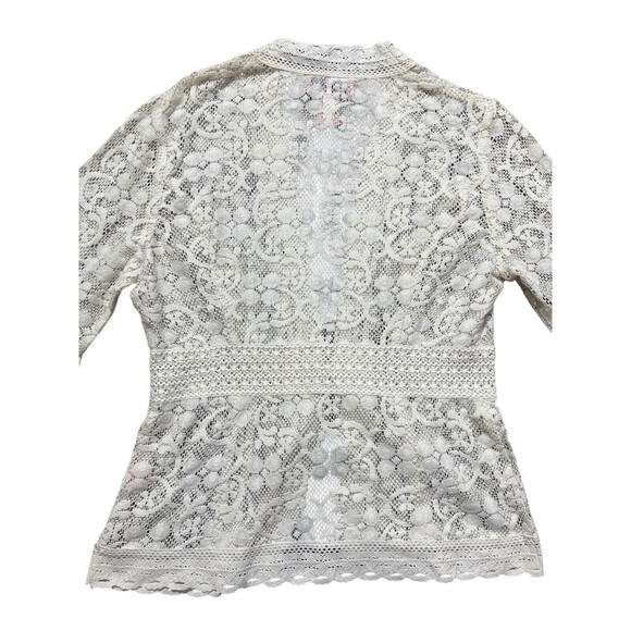 Bandolino Lace Crotchet Cardigan Sweater Romantic Preppy Sz 8 - Picture 7 of 16